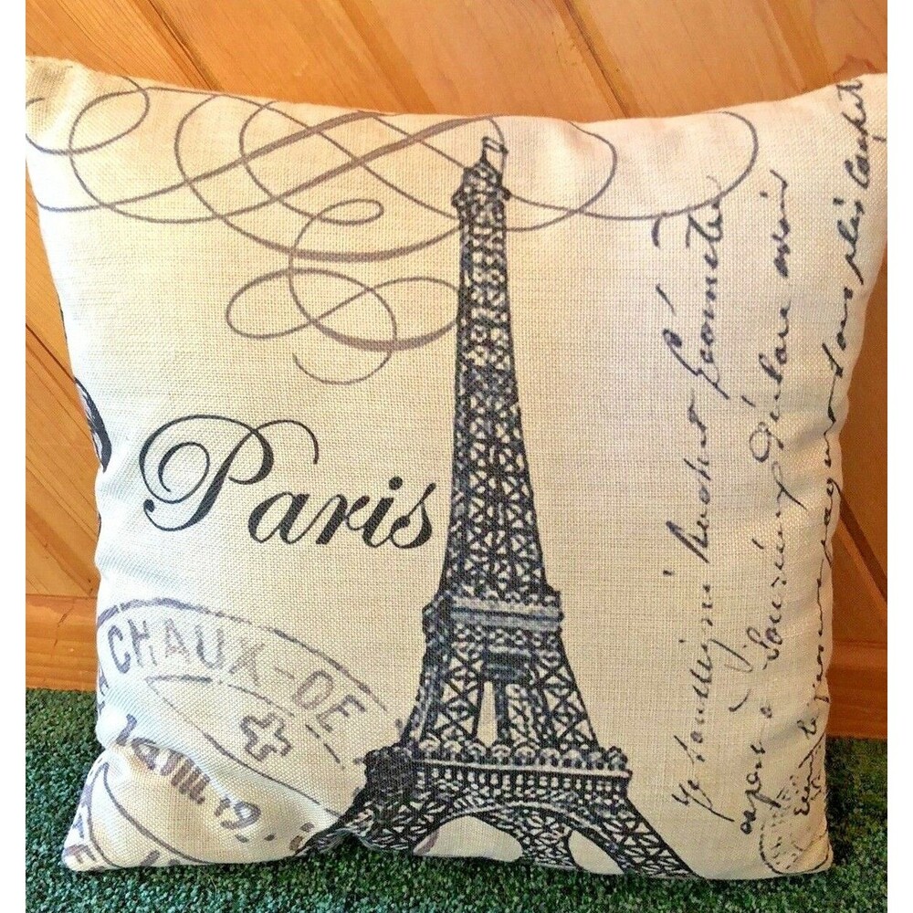 Paris Eiffel Tower Pillow Case Retro Fashion 17" x 17" (Pillow Not Included)